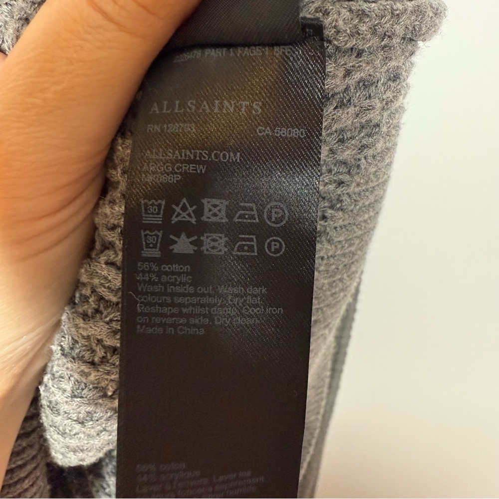 All Saints Men's Textured Gray Crewneck Sweater Small - Picture 4 of 7